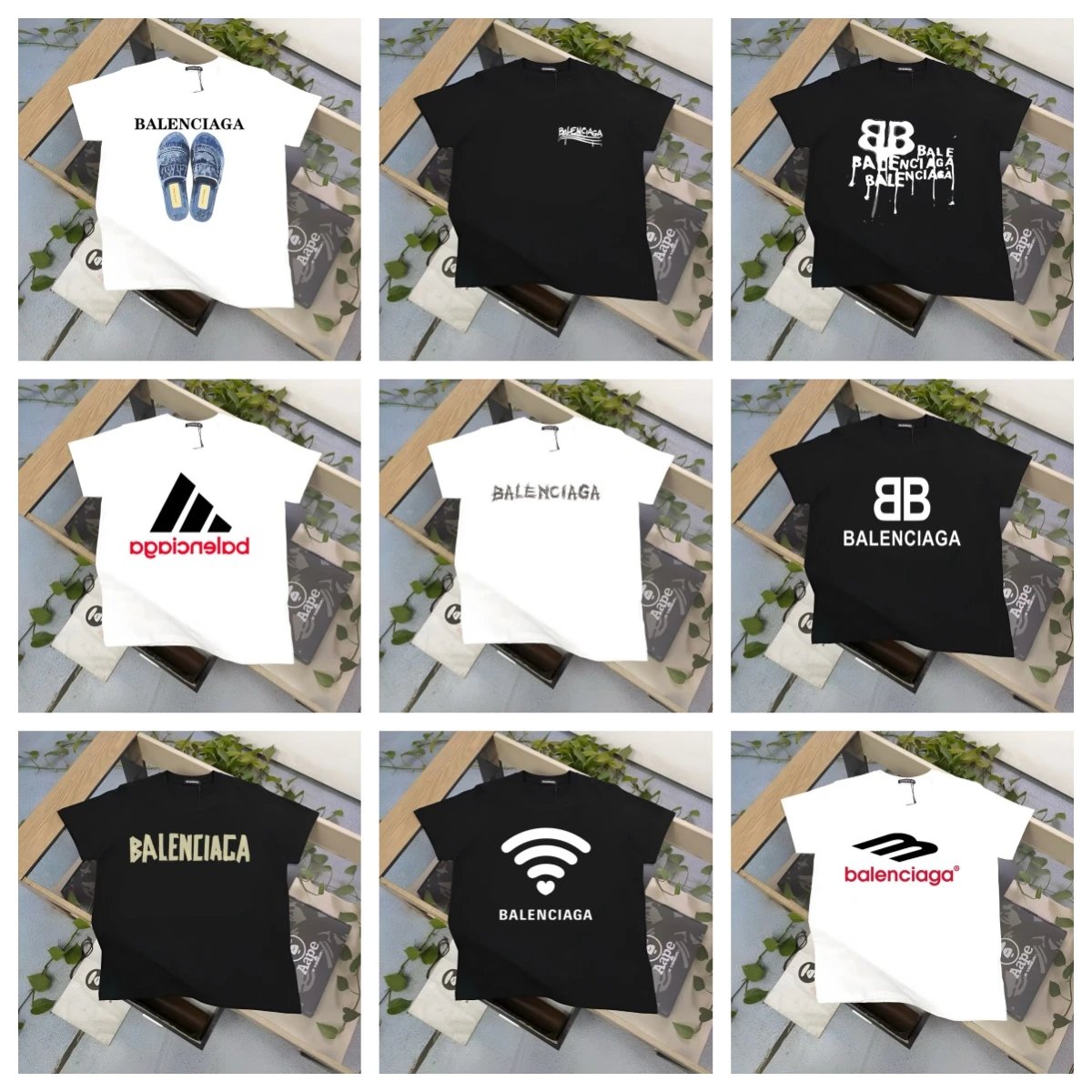 Balenciaga Graphic Print Cotton T-Shirt Multicolor