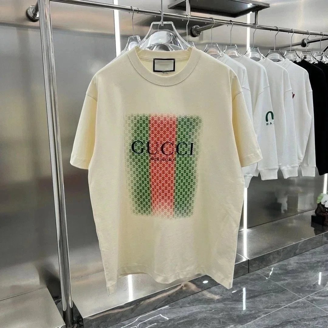 Gucci Web Stripe Graphic Oversized T-Shirt Beige