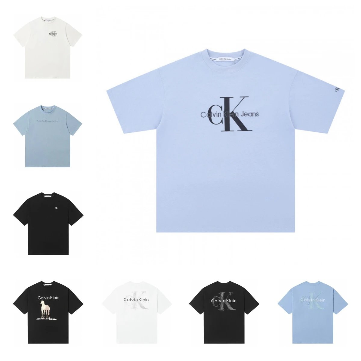 Calvin Klein CK Monogram Graphic Cotton T-Shirt Light Blue