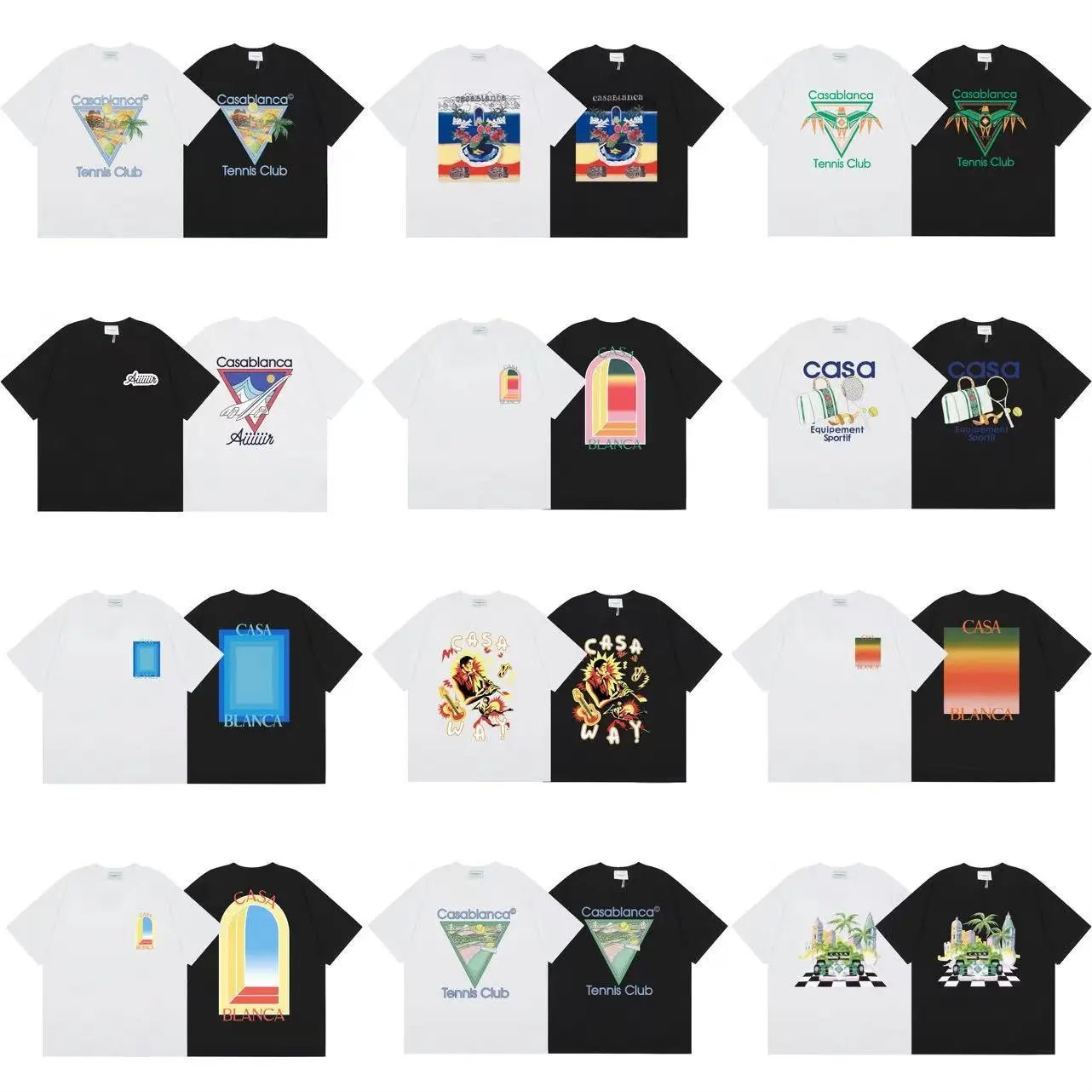 Casablanca Graphic Print Cotton T-Shirt White and Black