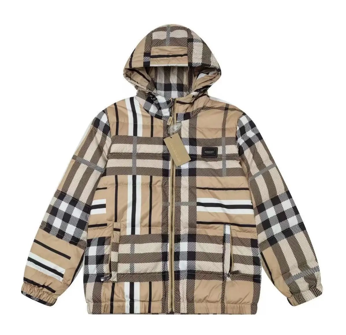 Burberry Check Print Puffer Jacket Beige