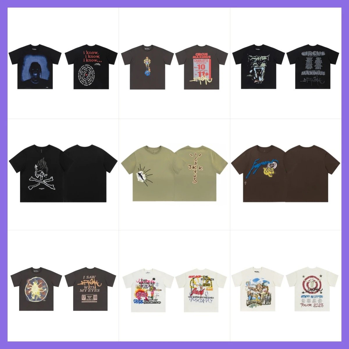 Travis Scott Circus Maximus Tour Graphic Streetwear T-Shirt Multicolor