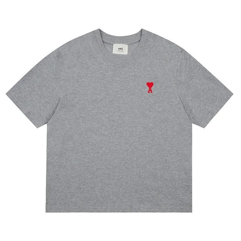 Ami Paris Ami Ami de Coeur Cotton T-Shirt Gray