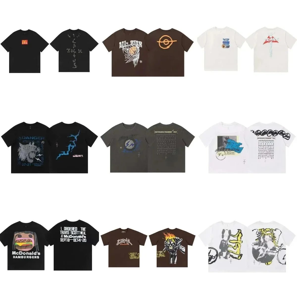 Cactus Jack Graphic Streetwear T-Shirt Collection Multicolor