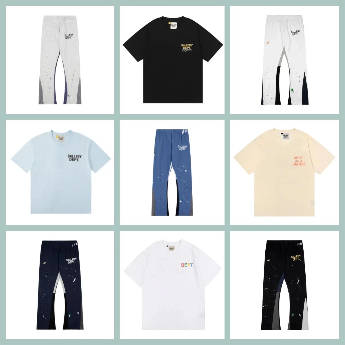Gallery Dept. Paint Splatter Flare Sweatpants and Graphic T-Shirts Multicolor