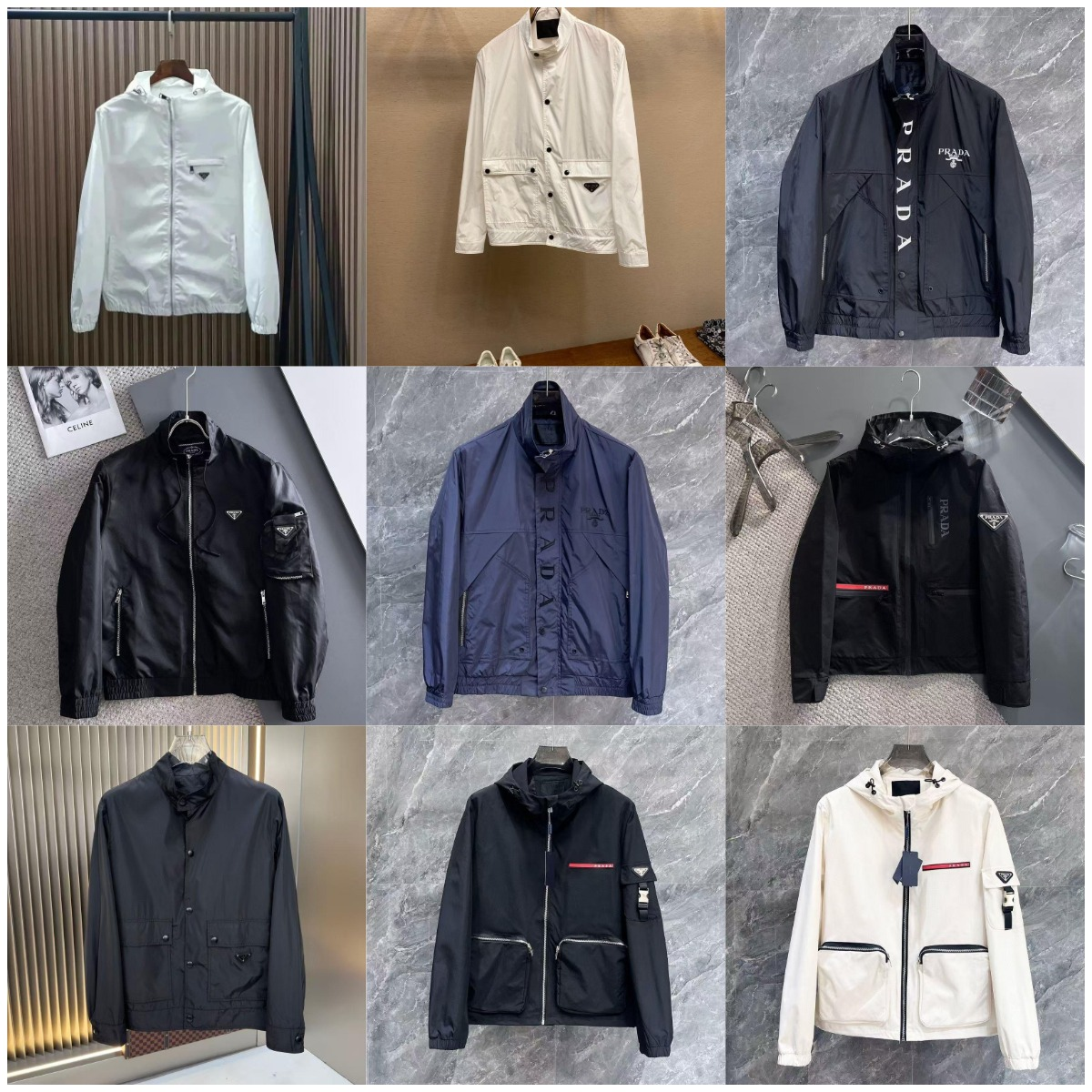 Prada Re-Nylon Lightweight Jacket Black and White