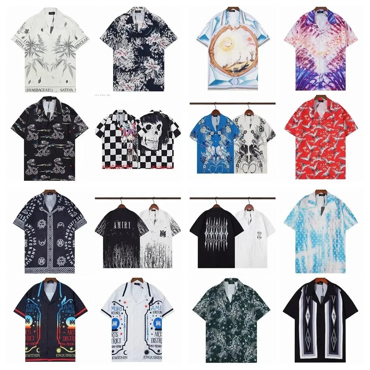 Amiri Hawaiian Shirt Collection Graphic Summer Short Sleeve Shirt Multicolor