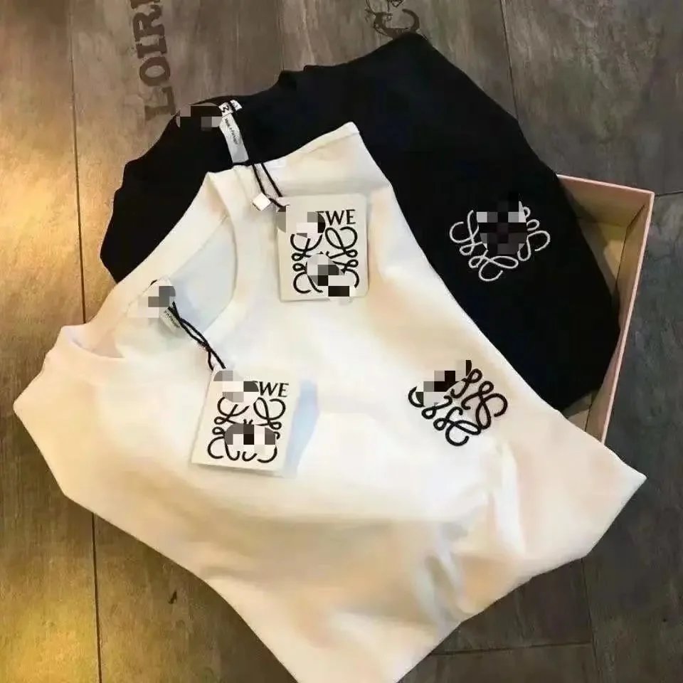 Loewe Anagram Embroidery Cotton T-Shirt White and Black