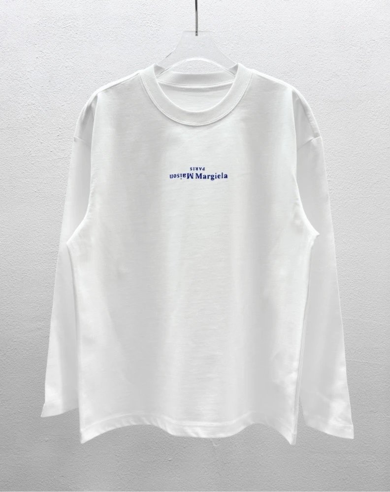 Maison Margiela Inverted Print Cotton Long Sleeve Shirt White