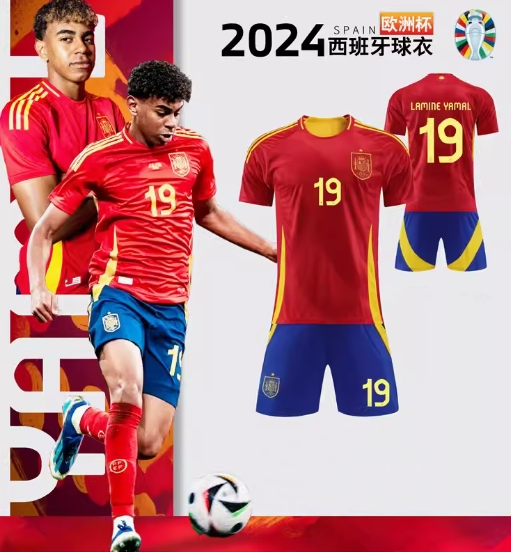 Adidas Spain 2024 Home Kit Retro Soccer Jersey Set Red and Blue