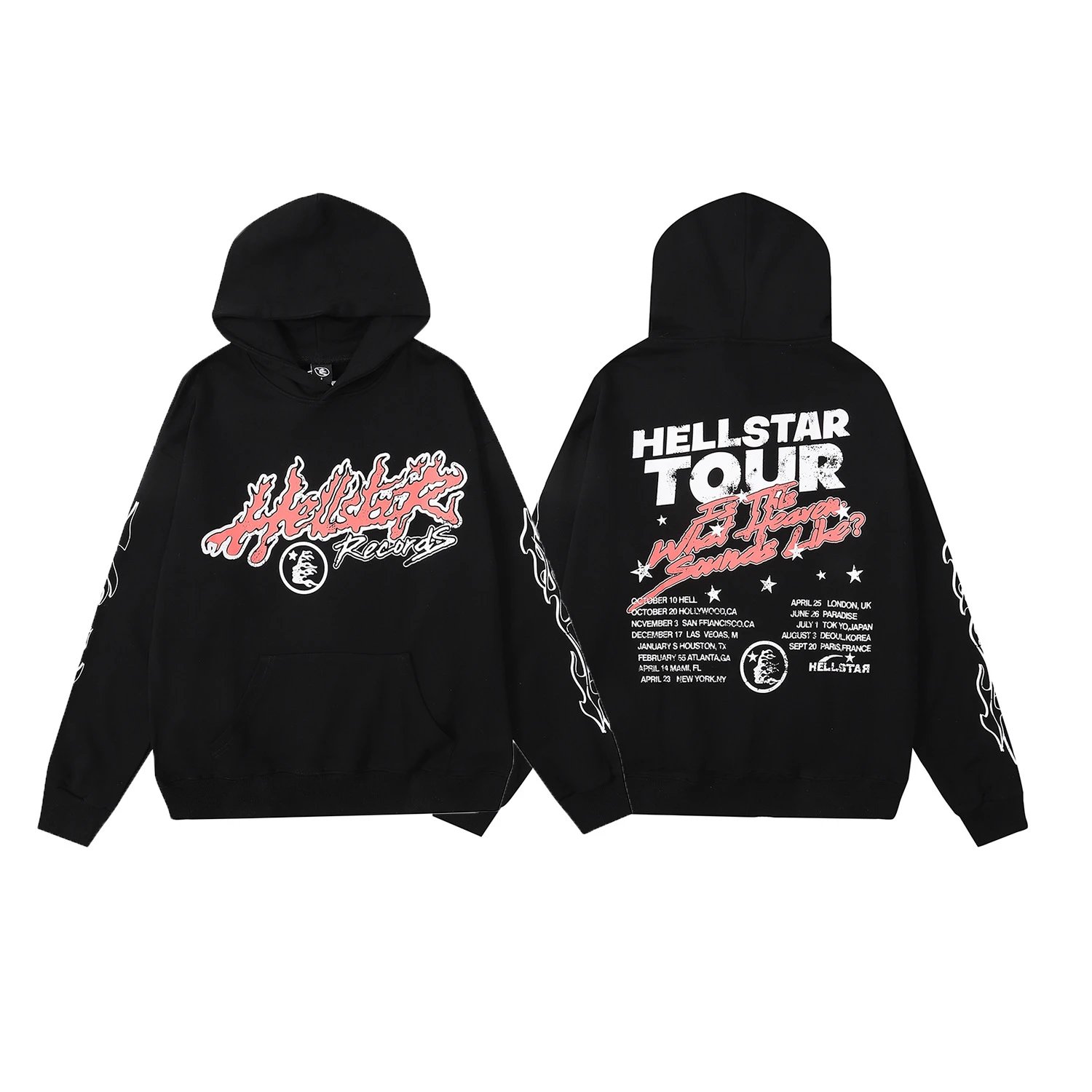 Hellstar Tour Graphic Streetwear Hoodie Black