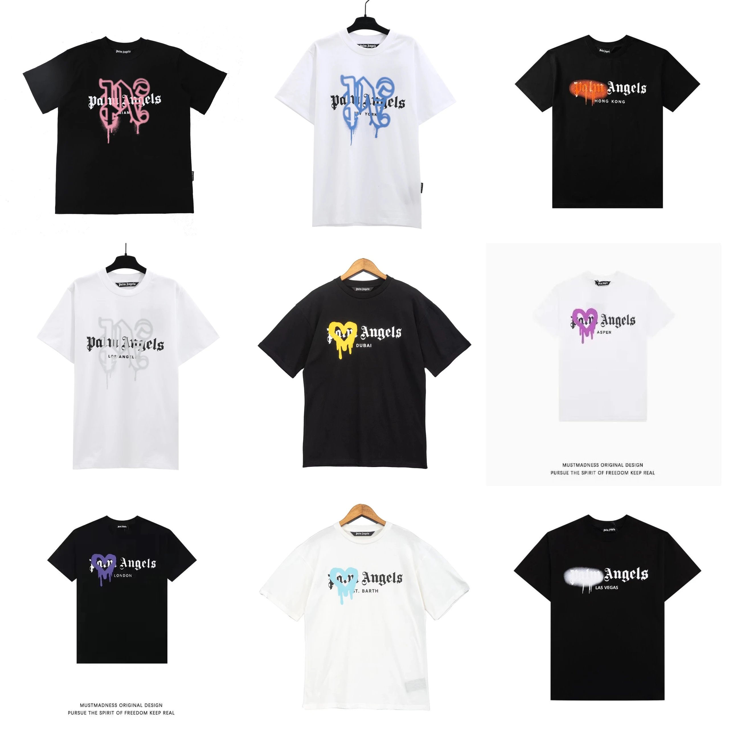 Palm Angels City Spray Paint Graphic Tee Cotton T-Shirt Multicolor