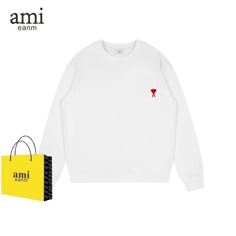 Ami Paris Ami Ami de Coeur Cotton Crewneck Sweatshirt White