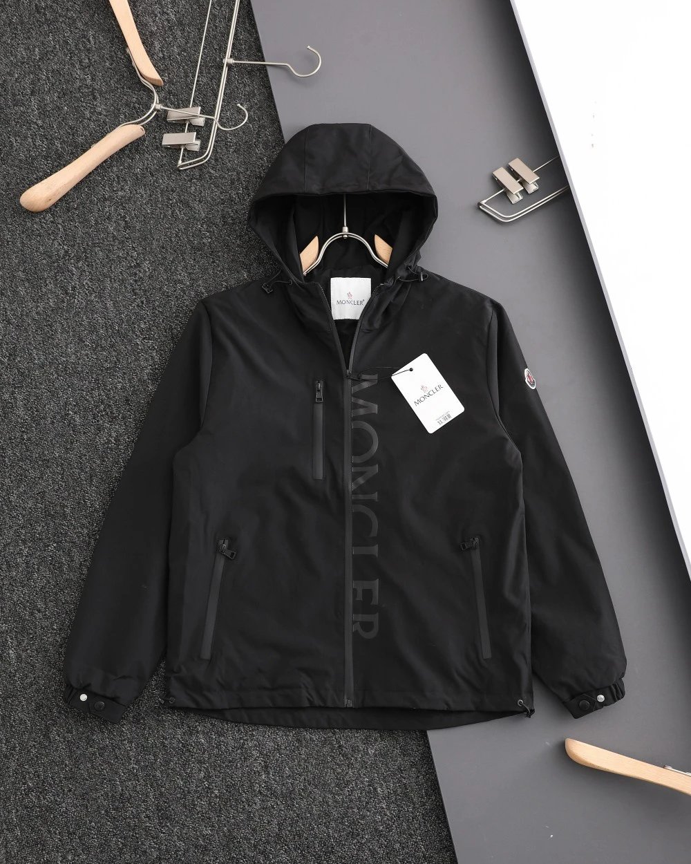 Moncler Windbreaker Lightweight Hooded Jacket Black