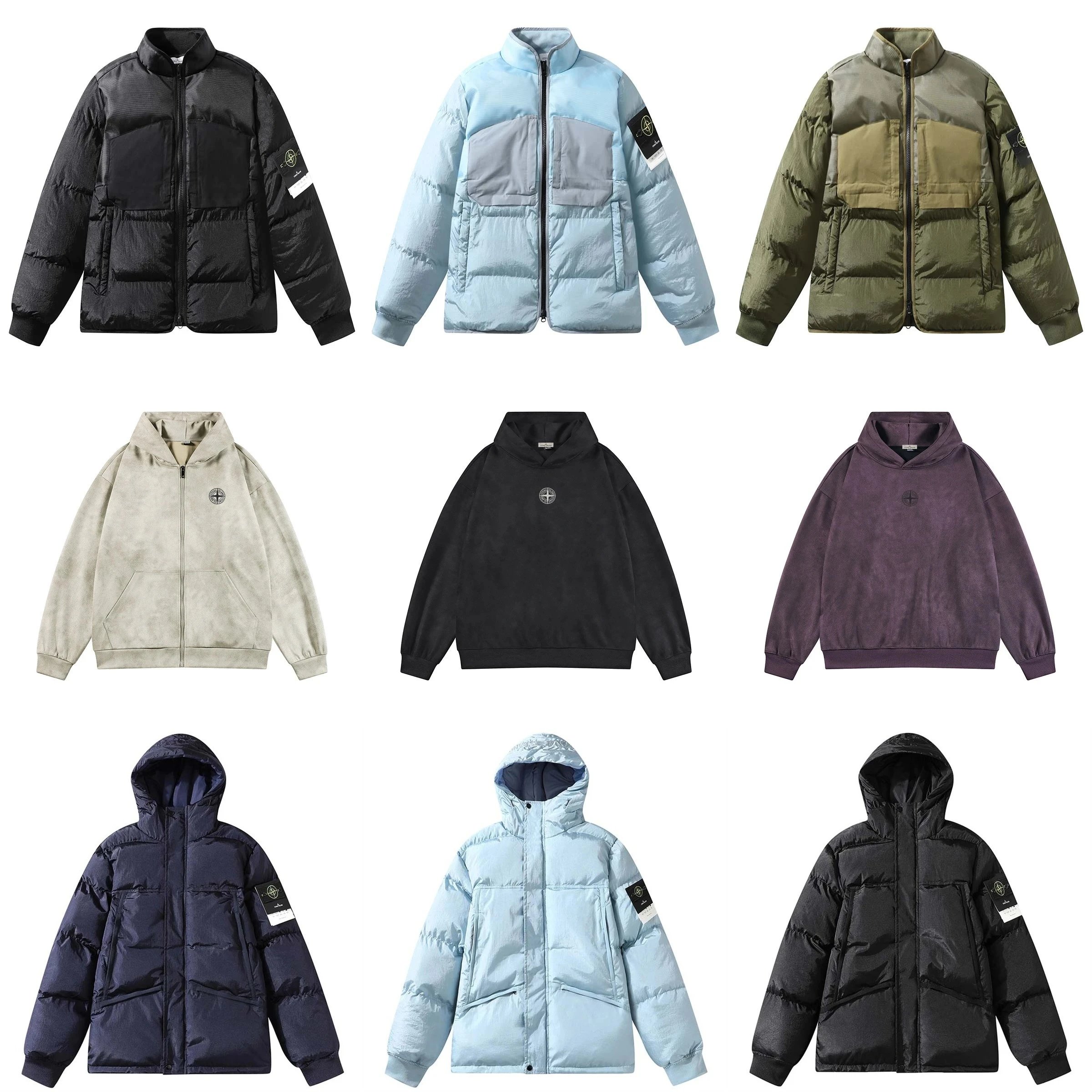 Stone Island Compass Patch Collection Puffer Jackets and Hoodies Multicolor