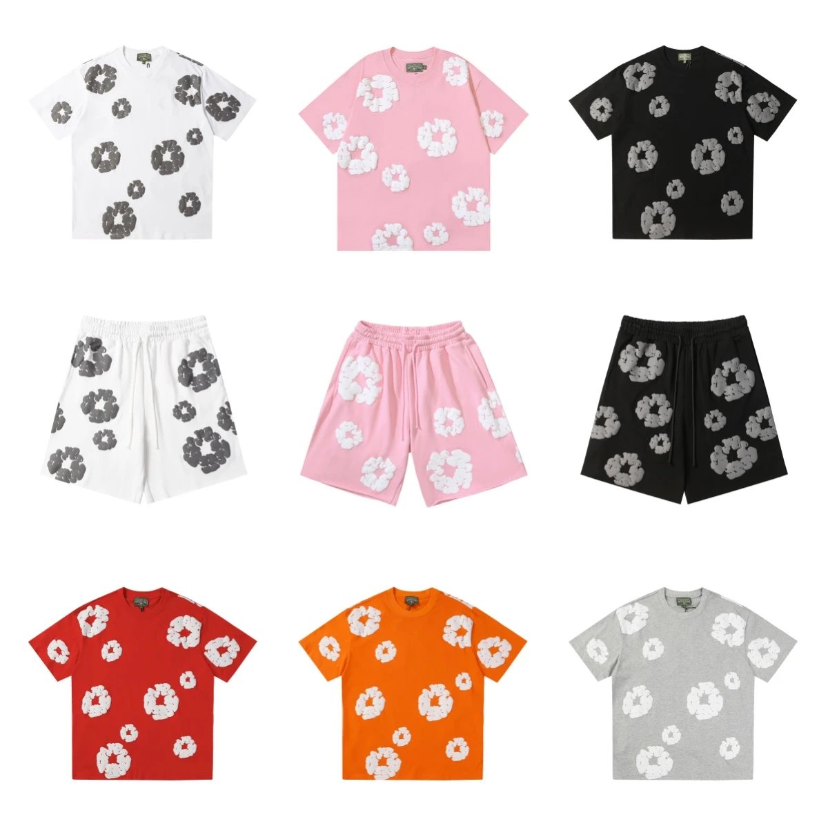 Design Floral Applique Graphic Streetwear Matching Set Multicolor