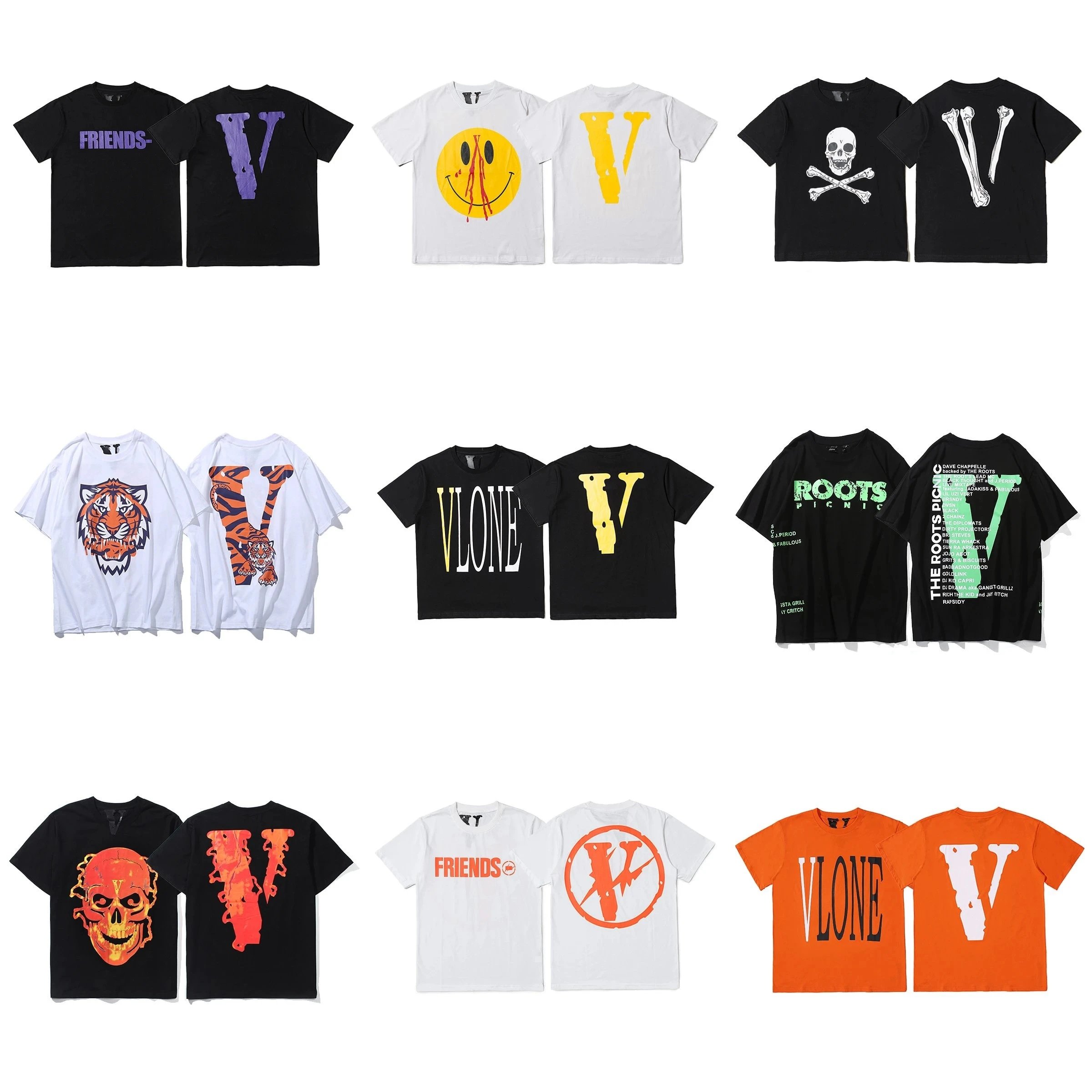 Vlone Graphic Print Streetwear T-Shirt Multicolor