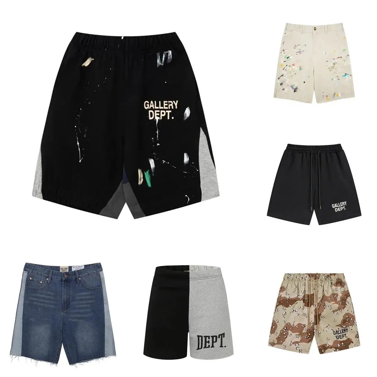 Gallery Dept. Paint Splatter Streetwear Shorts Black