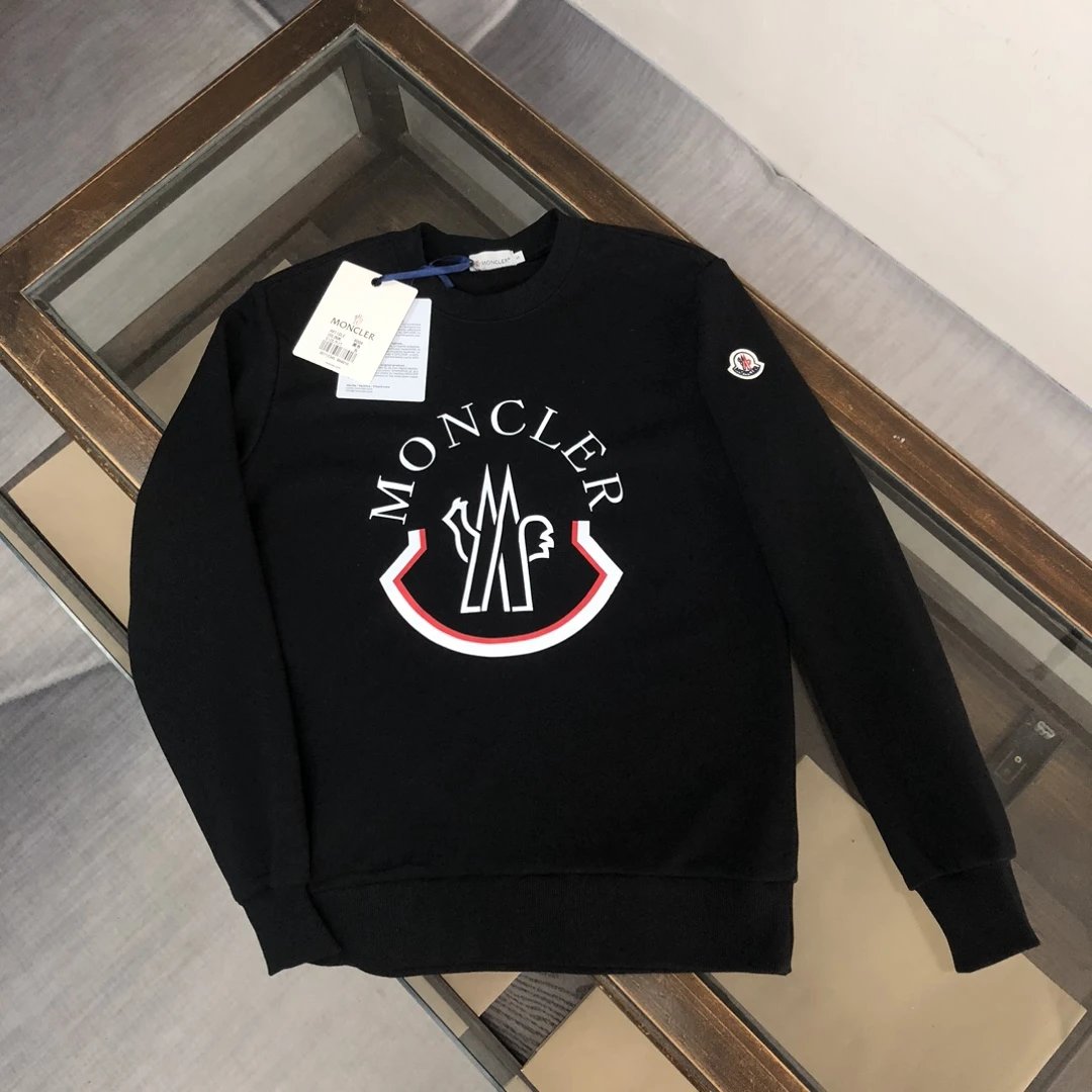 Moncler Graphic Print Cotton Sweatshirt Black