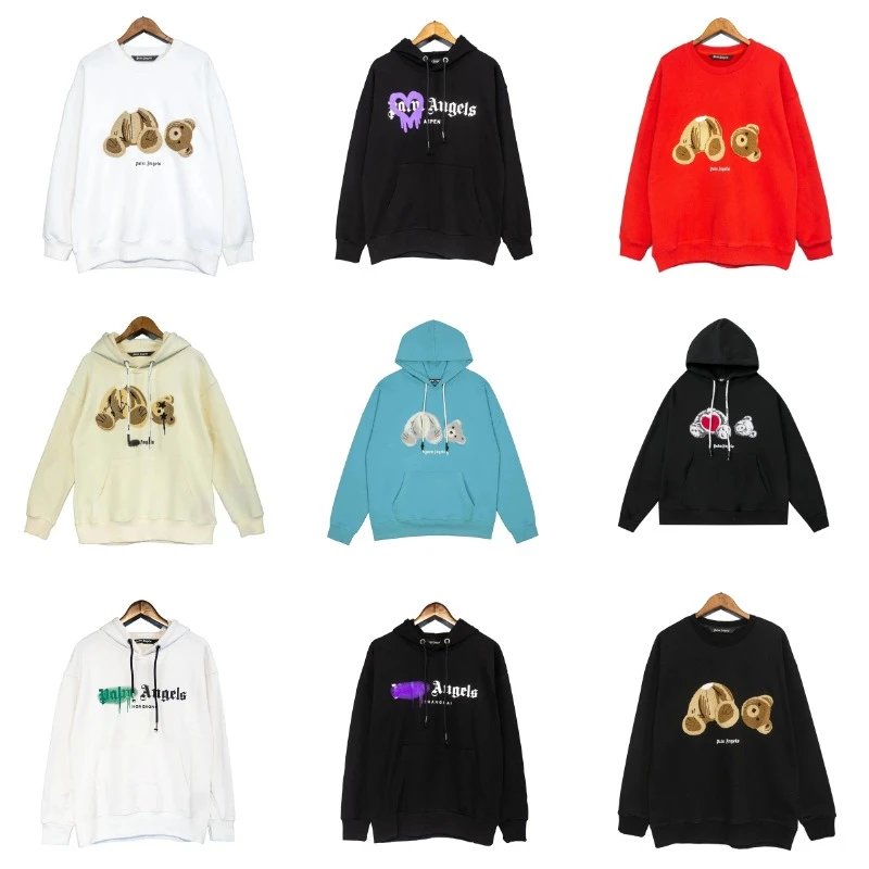 Palm Angels Bear Print Oversized Hoodie and Sweatshirt Collection Multicolor