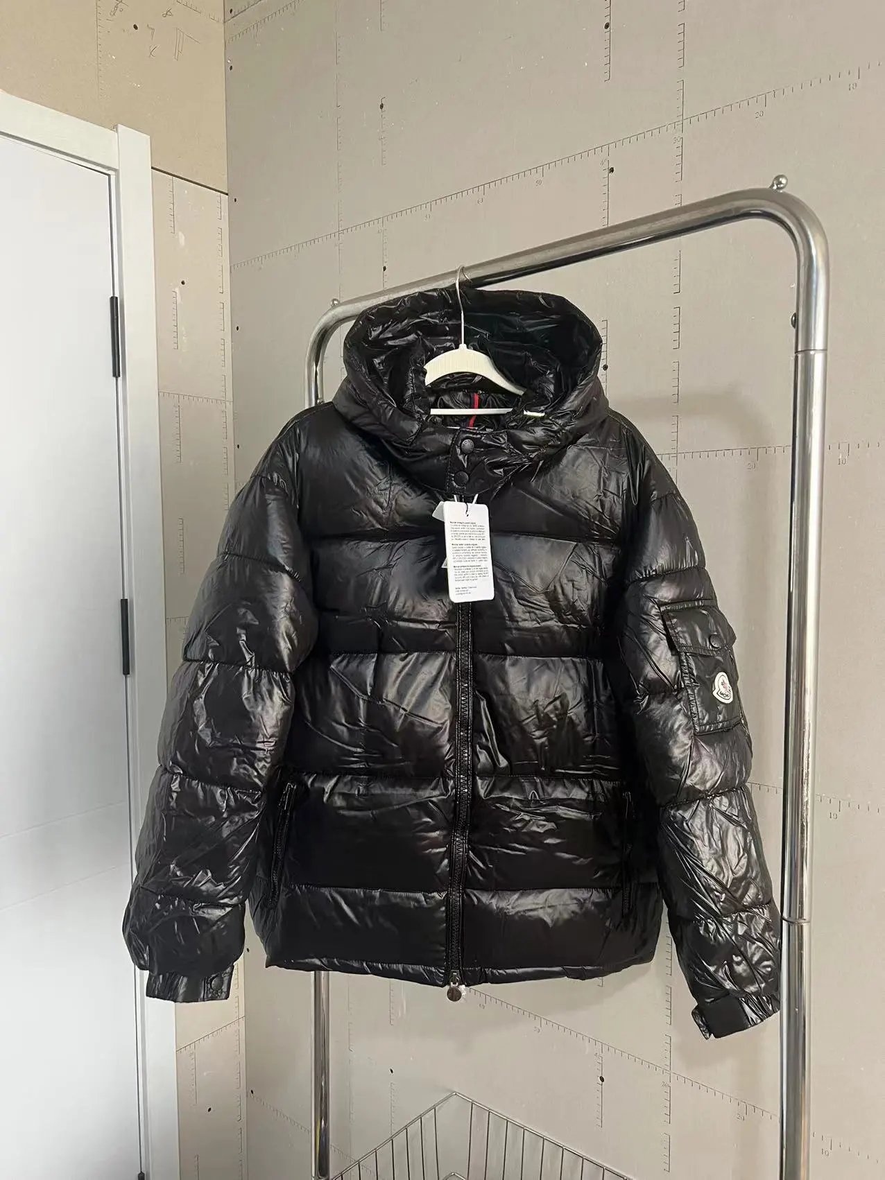 Moncler Maya Shiny Puffer Jacket Black