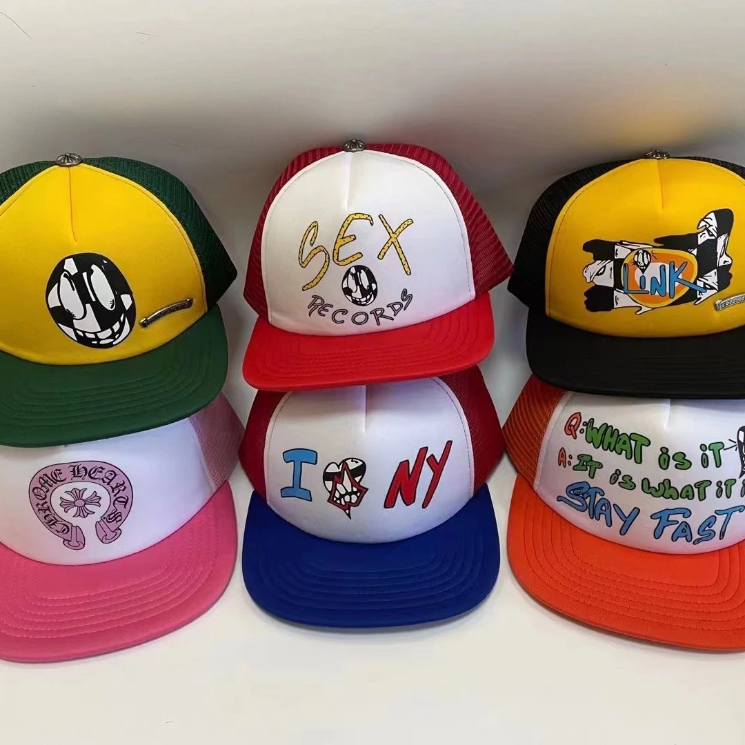 Chrome Hearts Trucker Hat Graphic Streetwear Baseball Cap Multicolor