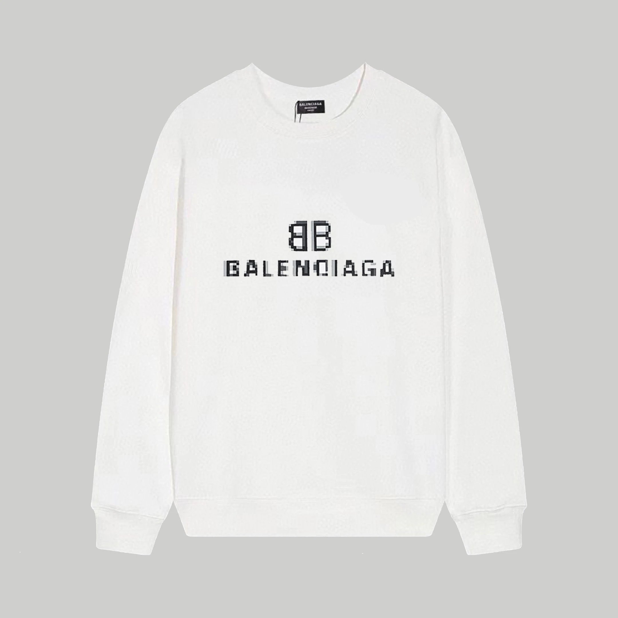 Balenciaga Pixelated BB Oversized Sweatshirt White