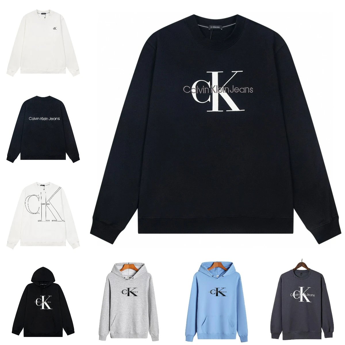 Calvin Klein CK Monogram Graphic Cotton Sweatshirt Black