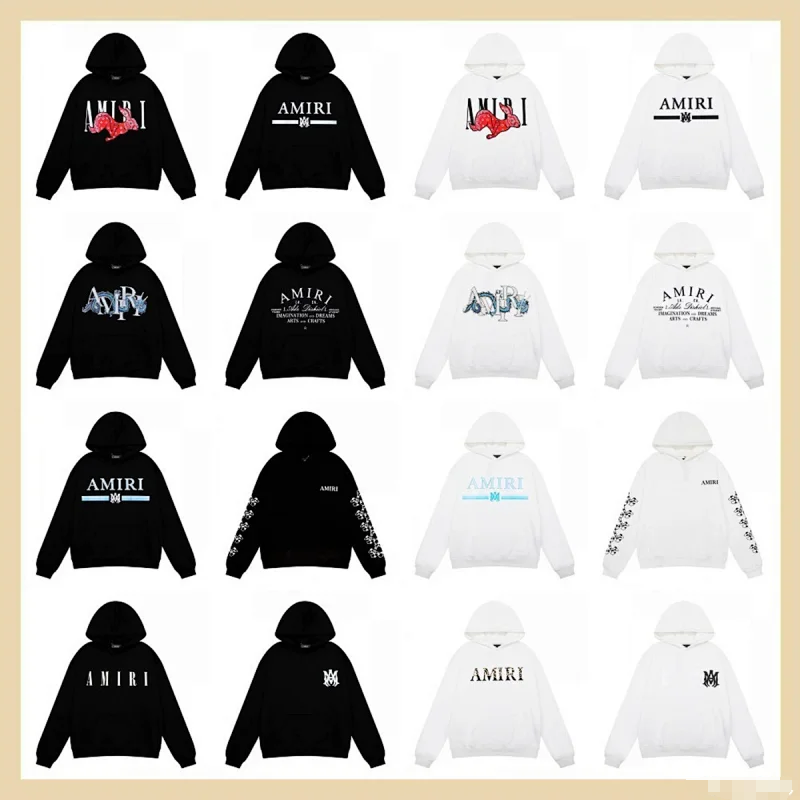 Amiri Graphic Print Oversized Hoodie Black and White