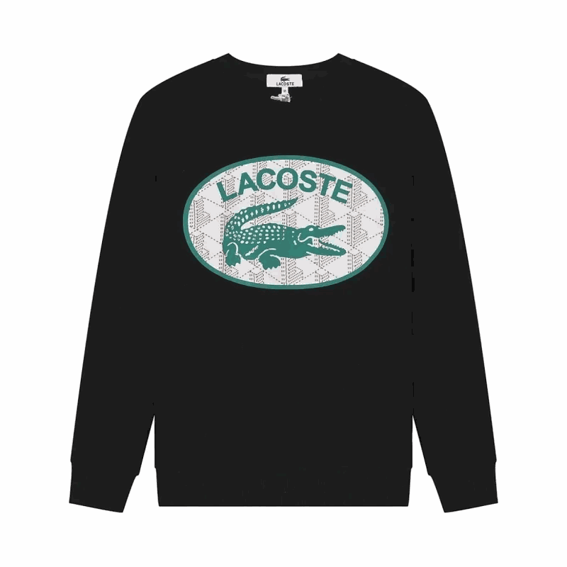 Lacoste Graphic Print Crewneck Sweatshirt Black