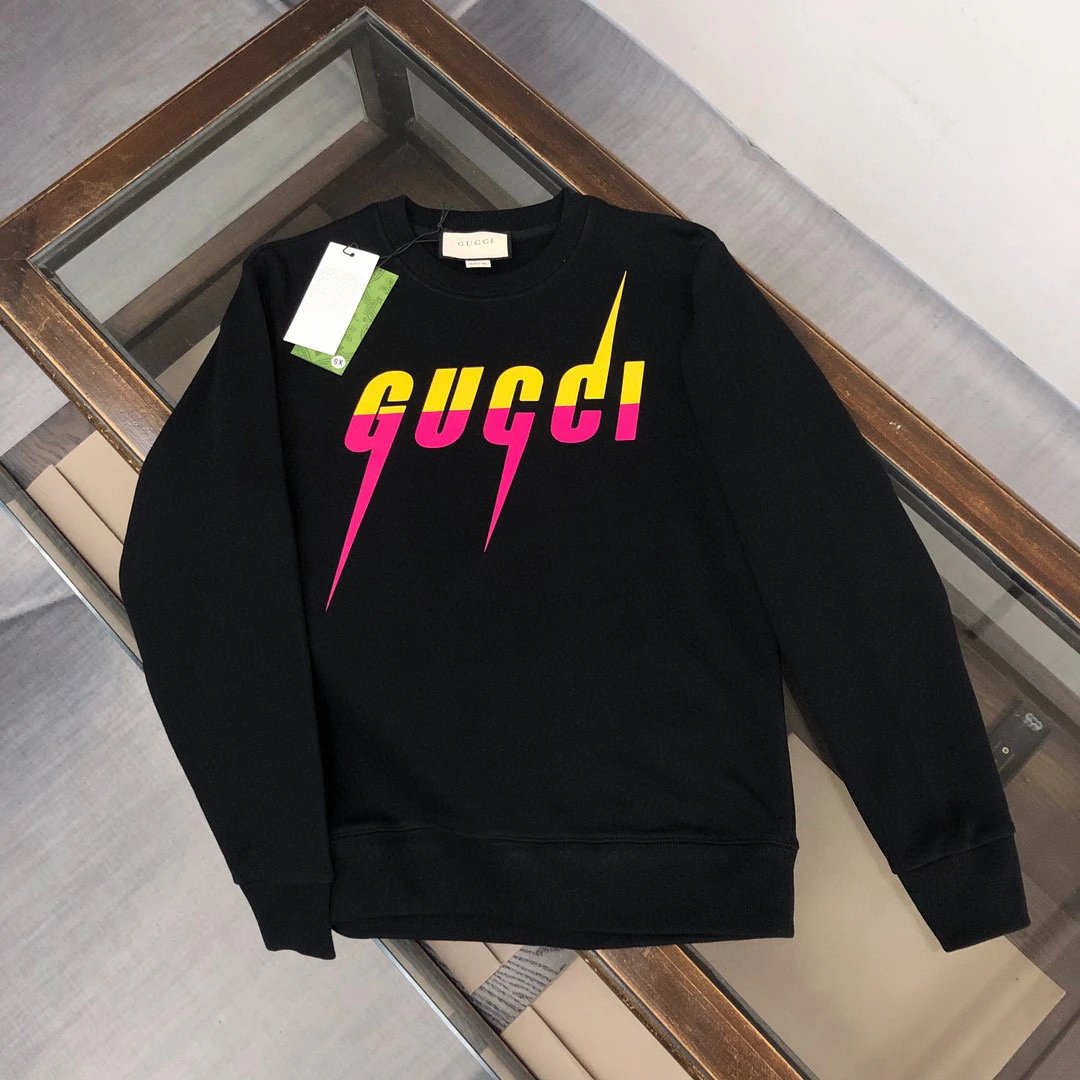 Gucci Blade Print Graphic Cotton Sweatshirt Black