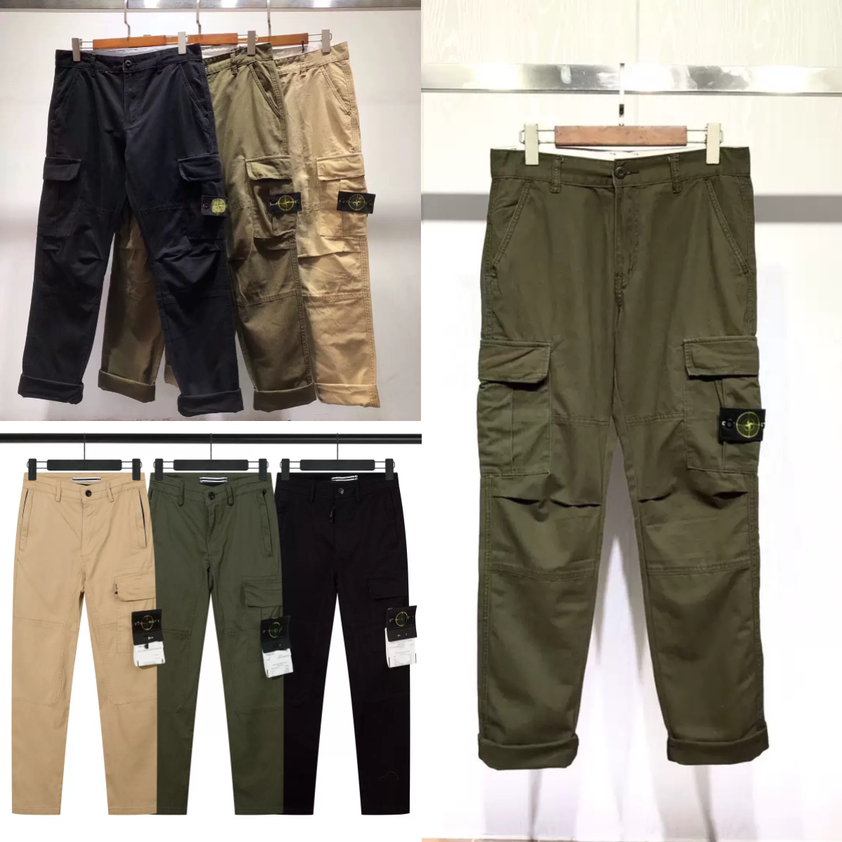 Stone Island Cargo Pants Cotton Streetwear Trousers Green