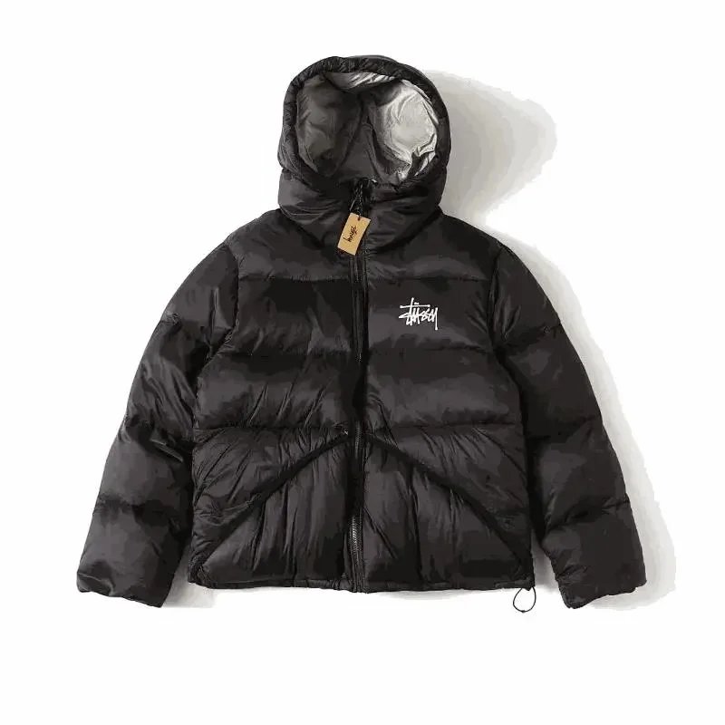 Stussy Puffer Jacket Streetwear Down Jacket Black