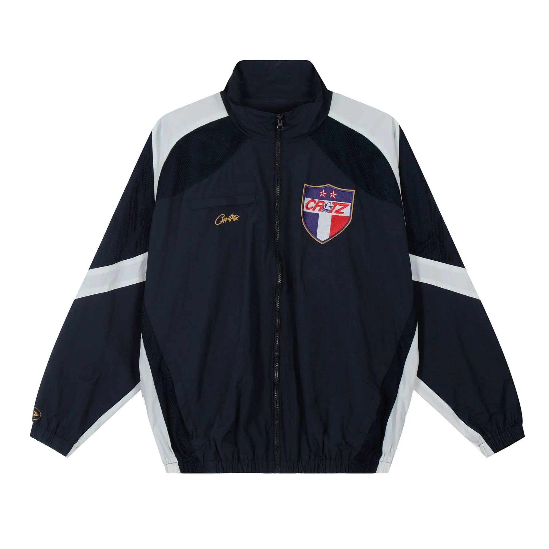 Corteiz Crtz Track Jacket Sporty Windbreaker Navy and White