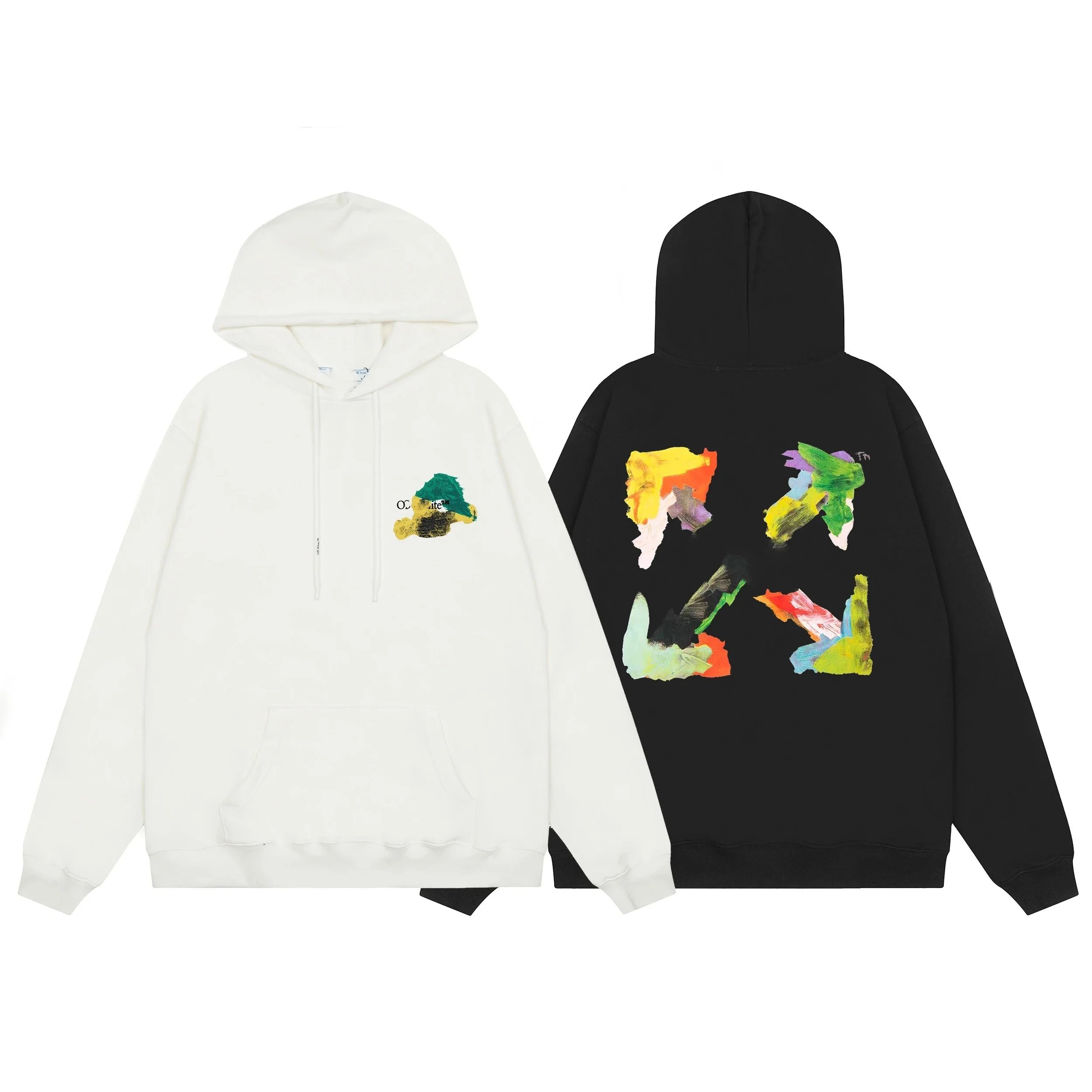 Off-White Acrylic Arrows Graphic Streetwear Hoodie Black and White