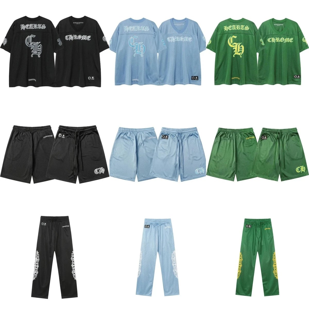 Chrome Hearts CH Mesh Jersey and Shorts Streetwear Matching Set Multicolor