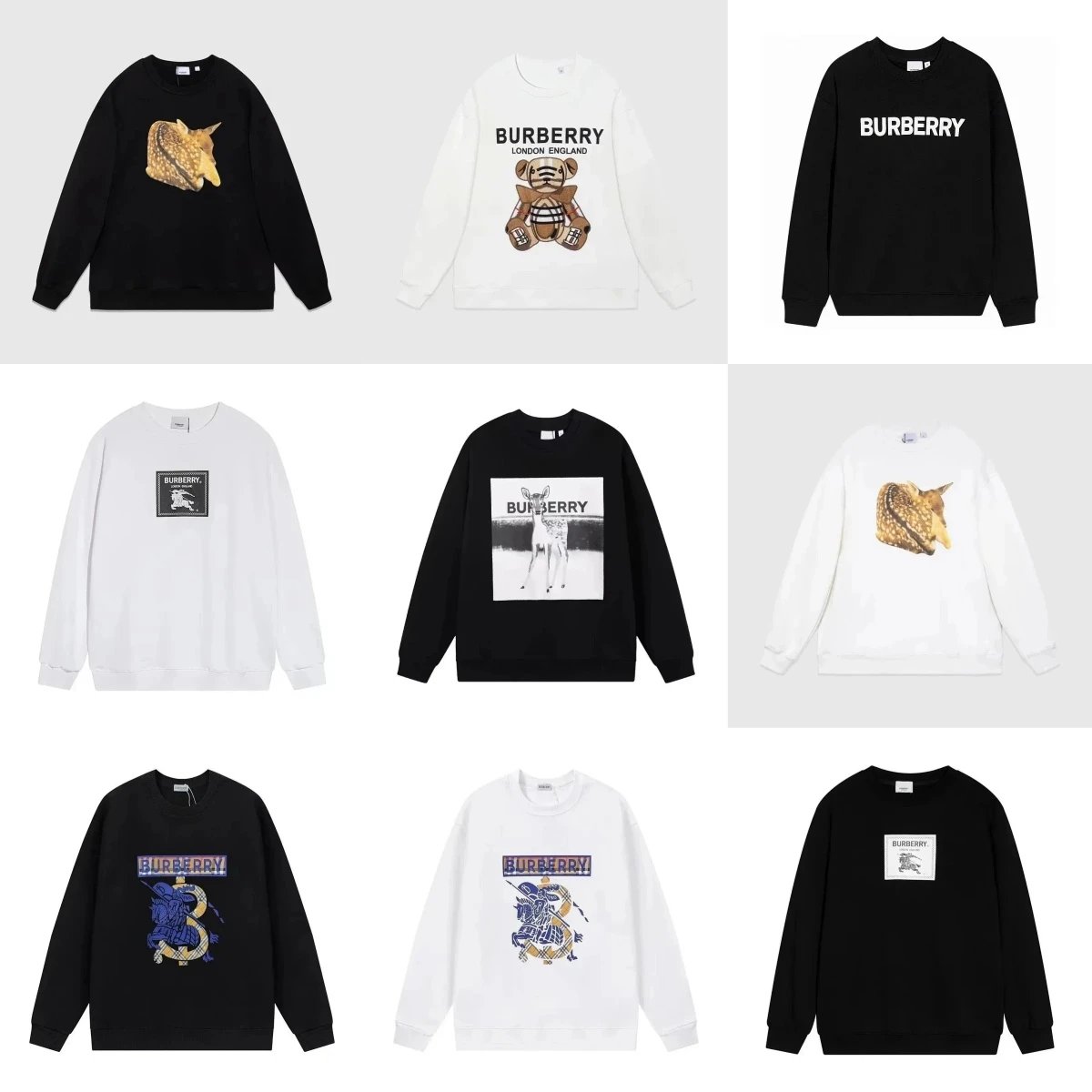 Burberry Graphic Print Cotton Sweatshirt Black and White