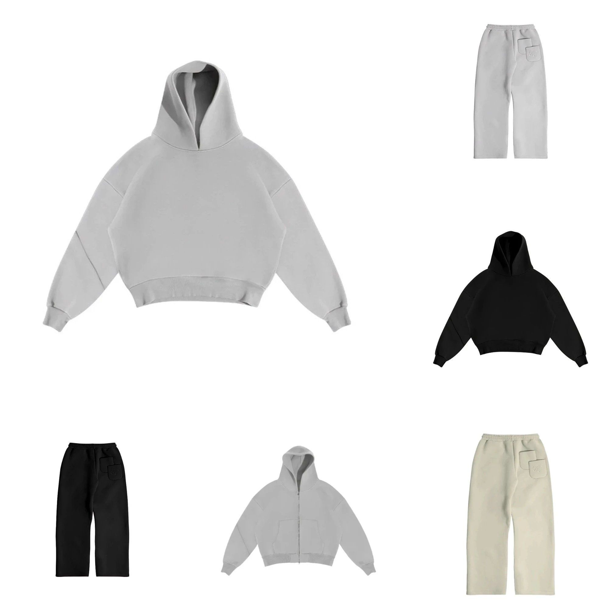 Design Oversized Heavyweight Hoodie and Sweatpants Set Casual Matching Set Multicolor