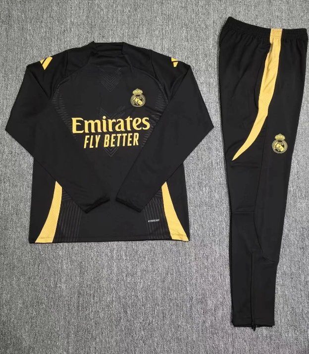 Adidas Real Madrid Training Tracksuit Soccer Jersey Set Black and Gold