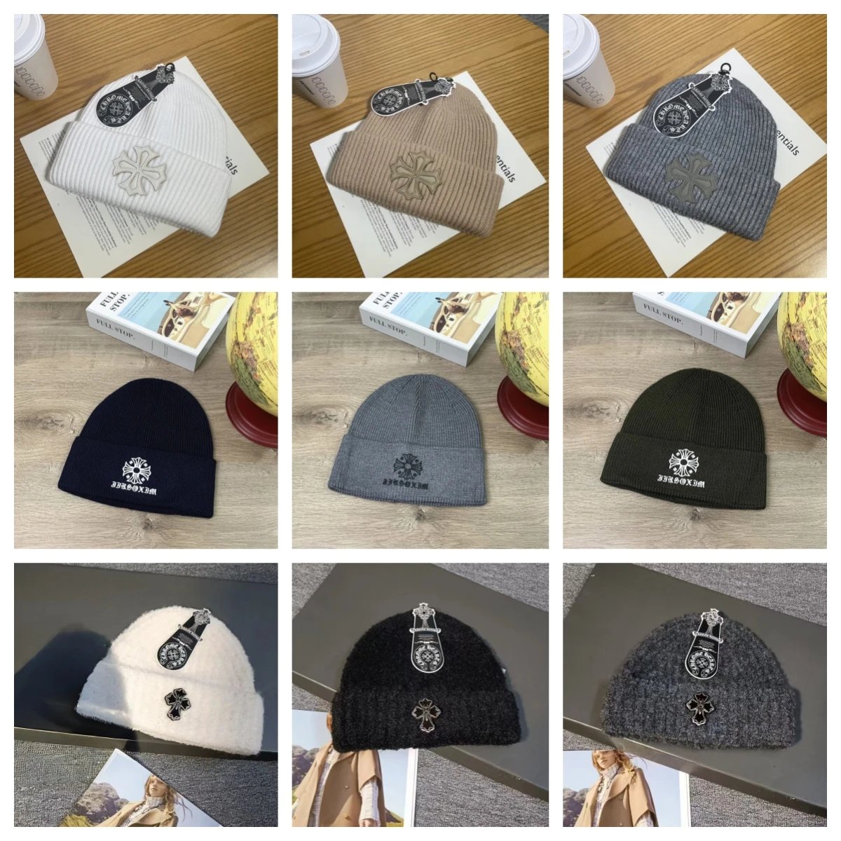 Chrome Hearts Cross Patch Beanie Knit Hat Multicolor