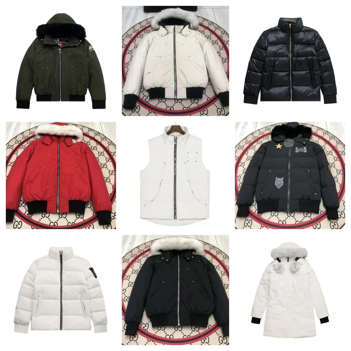Moose Knuckles Bomber Jacket Fur Hooded Puffer Jacket Multicolor