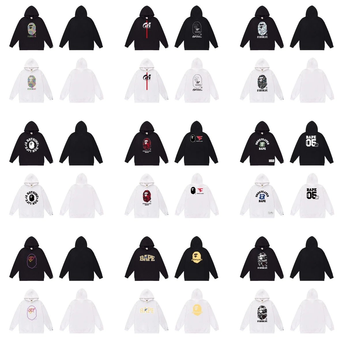 A Bathing Ape BAPE Graphic Print Streetwear Hoodie Multicolor
