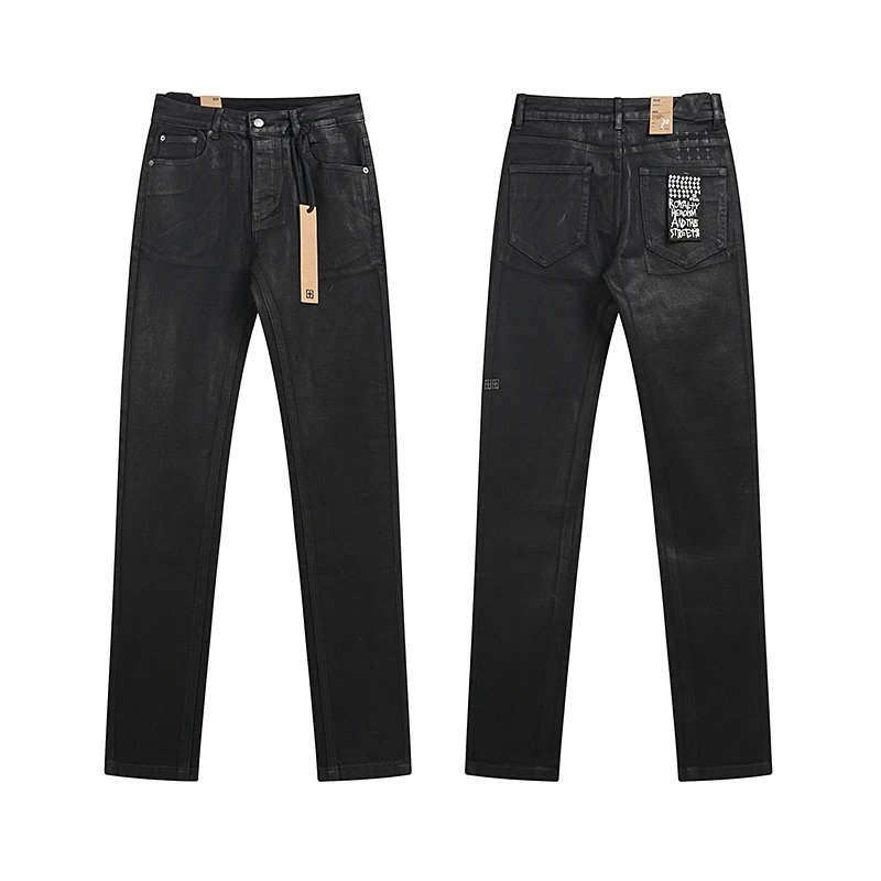 Represent Waxed Denim Slim Fit Jeans Black