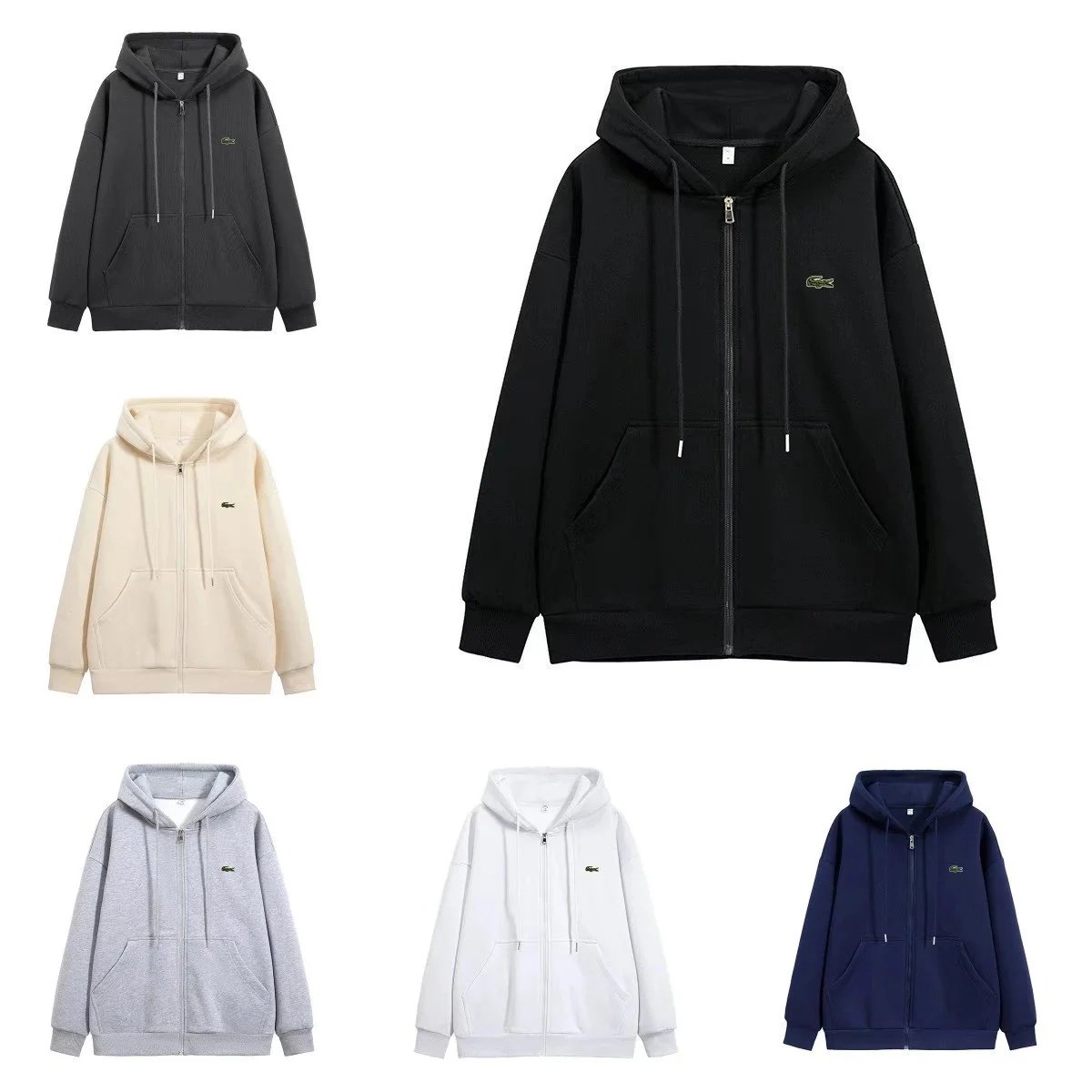 Lacoste Zip-Up Hoodie Casual Cotton Sweatshirt Multicolor
