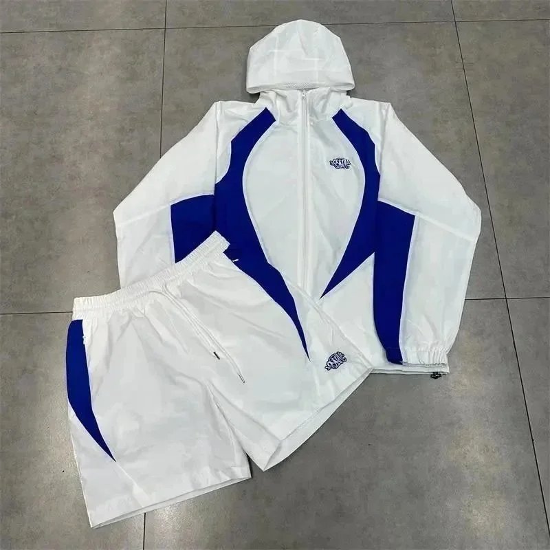 Corteiz CRTZ Windbreaker Sporty Matching Set White and Blue