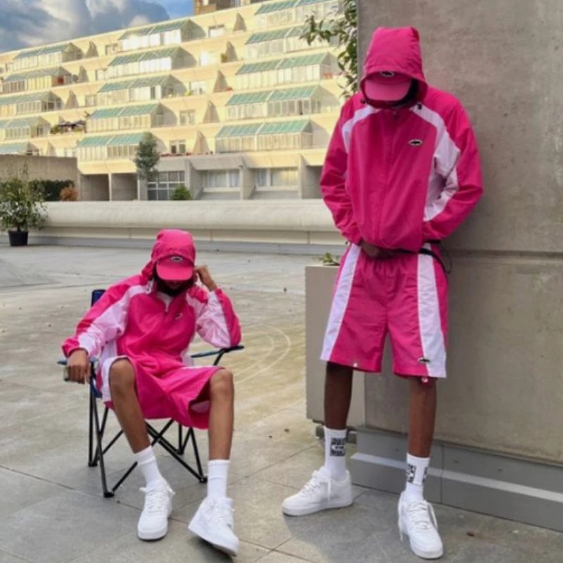 Corteiz CRTZ Tracksuit Matching Set Pink and White
