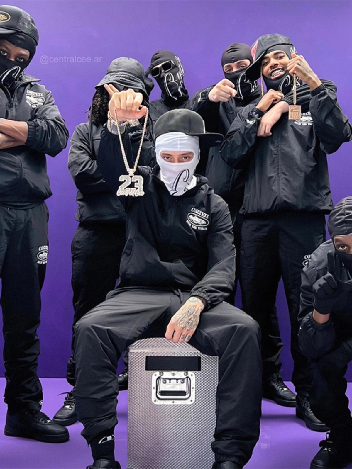 Corteiz Rules The World Streetwear Tracksuit Set Black