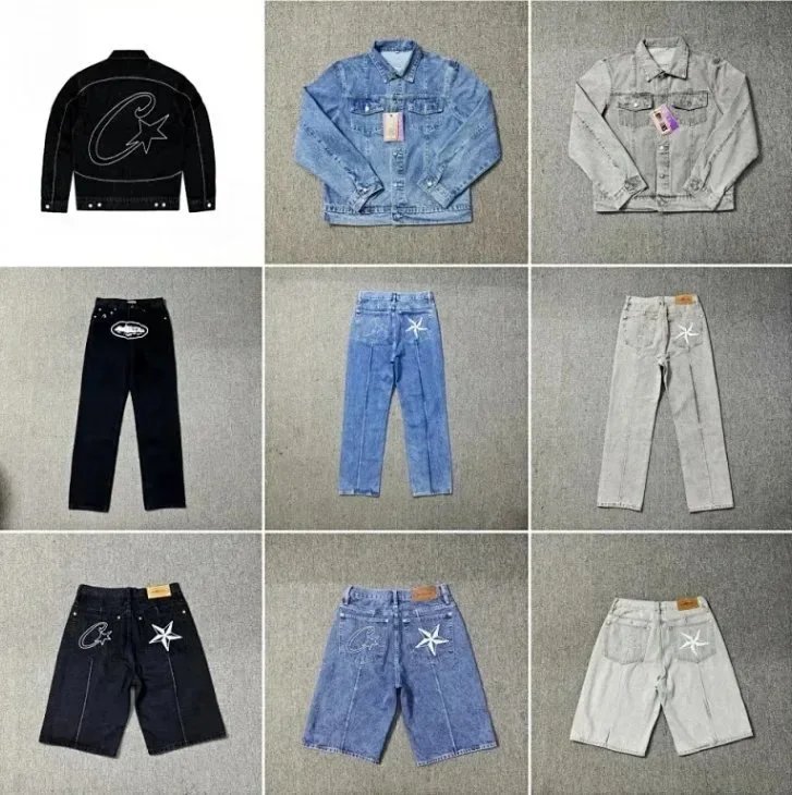 Corteiz Star Denim Collection Streetwear Jackets Jeans and Shorts Multicolor