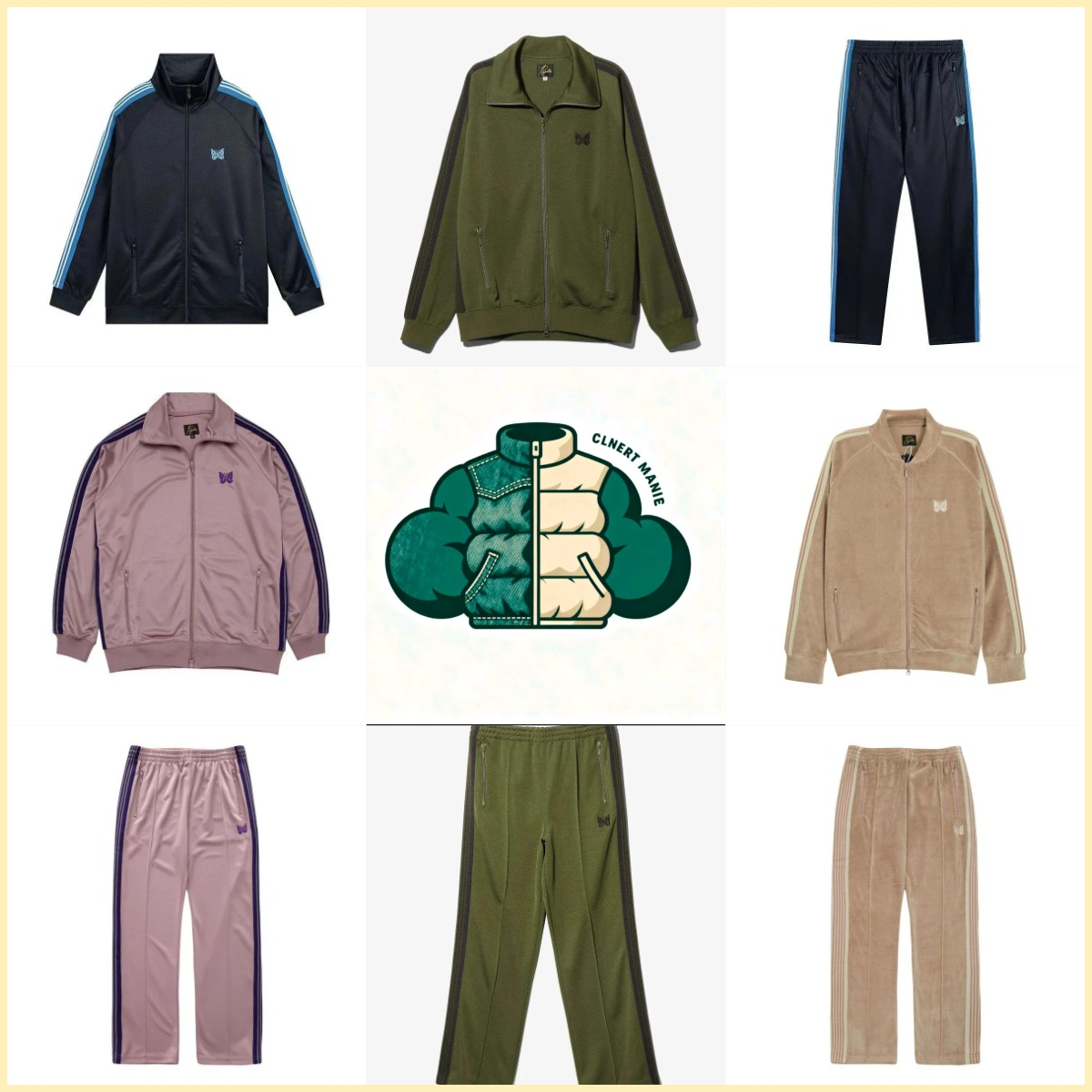 Needles Track Jacket and Track Pants Streetwear Tracksuit Set Multicolor