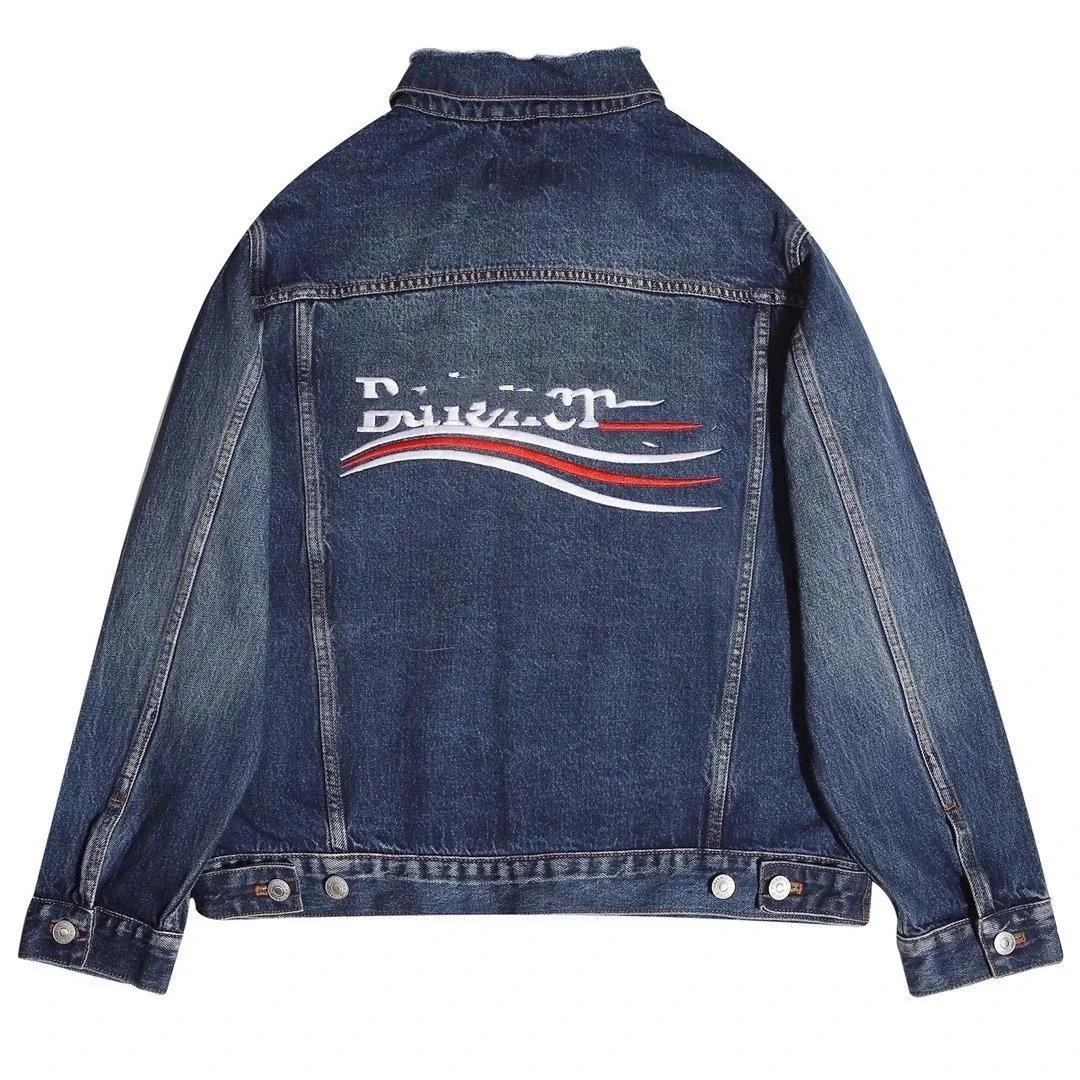Balenciaga Political Campaign Oversized Denim Jacket Blue